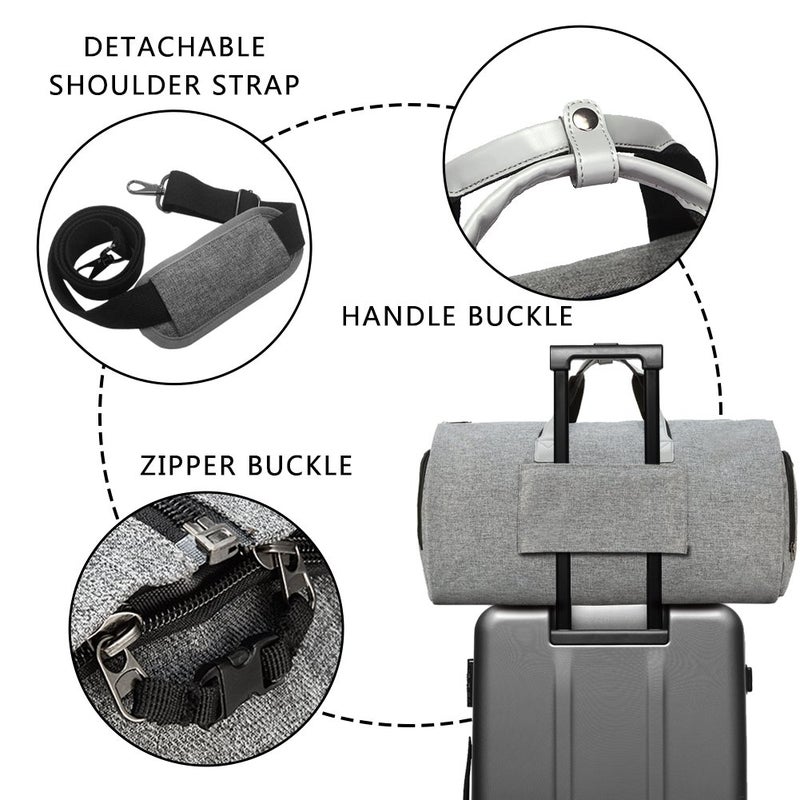 Modoker Convertible Garment Bag with Shoulder Strap, Carry on Garment Duffel Bag for Men Women - 2 in 1 Hanging Suitcase Suit Travel Bags (Grey) - Image 5